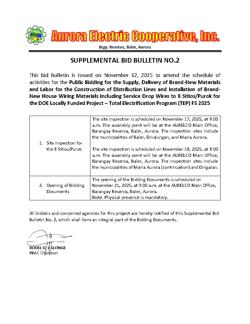 Supplemental Bulletin No. 2